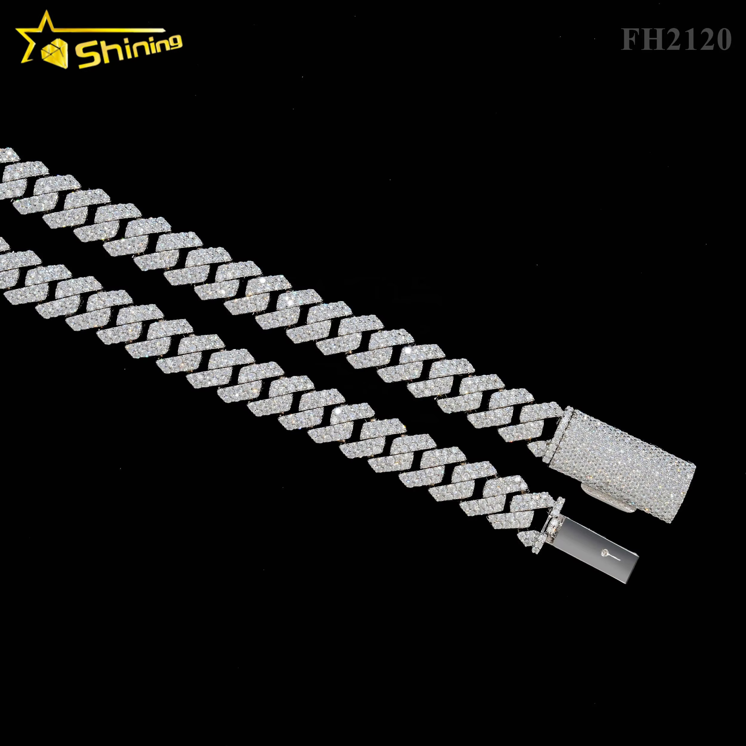 Hot Sale Iced Out Pass Diamond Tester 925 Sterling Silver Cuban Necklace 12MM Hip Hop Jewelry Moissanite Cuban Link Chain