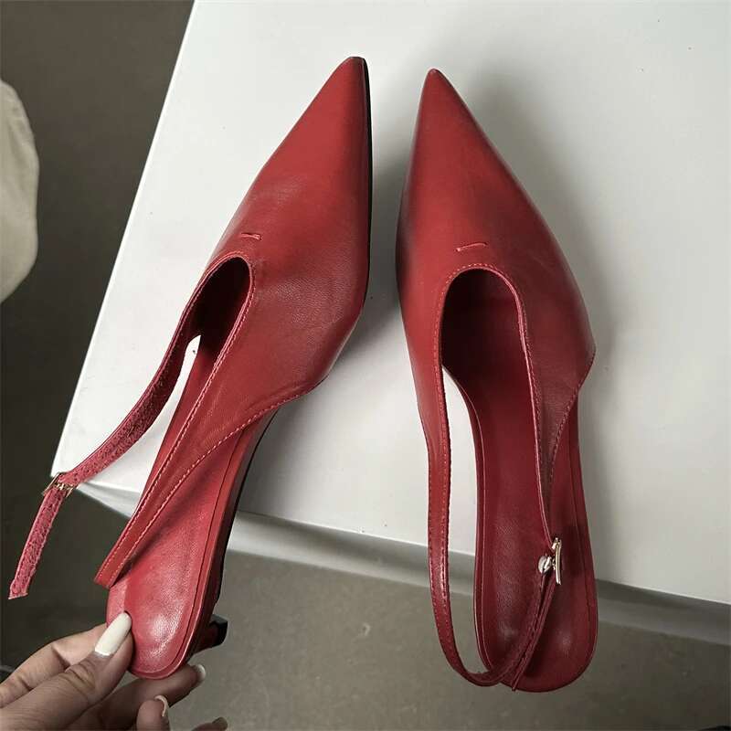 Eilyken Designer Pointed Toe Buckle Strap Pumps Women Sexy Thin Low Heels Elegant Banquet Dress Mule Ladies Shoes