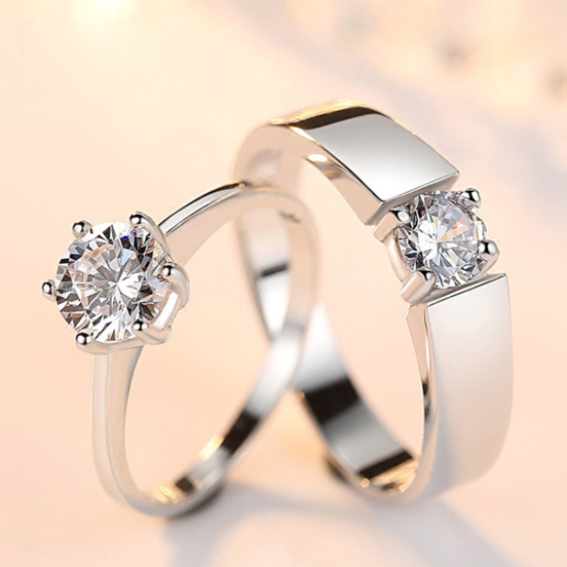 Elegant Sun and Moon Inspired Couples' Rings Silver Adjustable Wedding Accessories for Both Men and Women