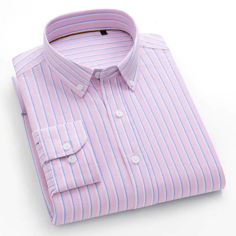PLus Size XXXXL Blue Stripes Spring Autumn Shirt Cotton Oxford Retro Casual Shirts Cardigan Striped Men's Casual Shirts Grey Tops