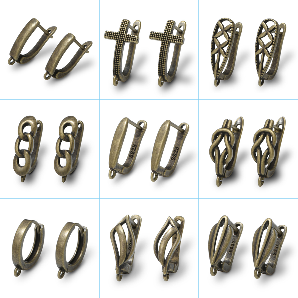Vintage-Style Antique Bronze Earring Components Set - Perfect for Do-it-Yourself Jewelry Creations