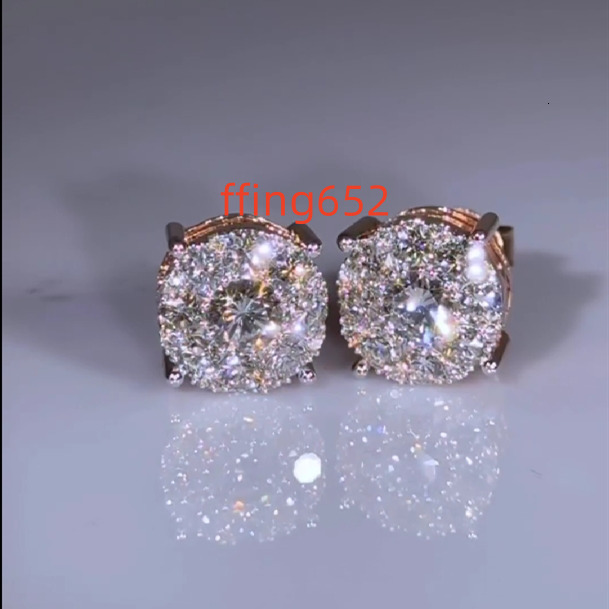 Hiphop Earrings 6mm VVS Moissanite 925 Silver Rose Gold Round Brilliant Cut Custom Moissanite Earrings