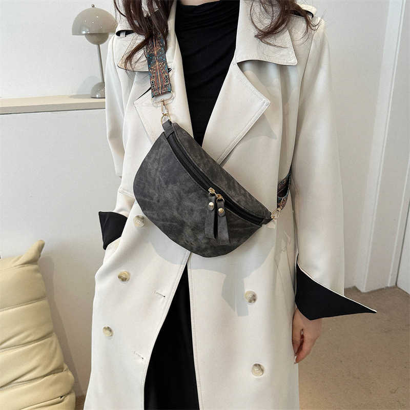 PU Leather Waist Bags Stylish Hobo Solid Color Shoulder Satchel Luxury Designer Chest Bag Wide Strap Fashion Fanny Pack M250314