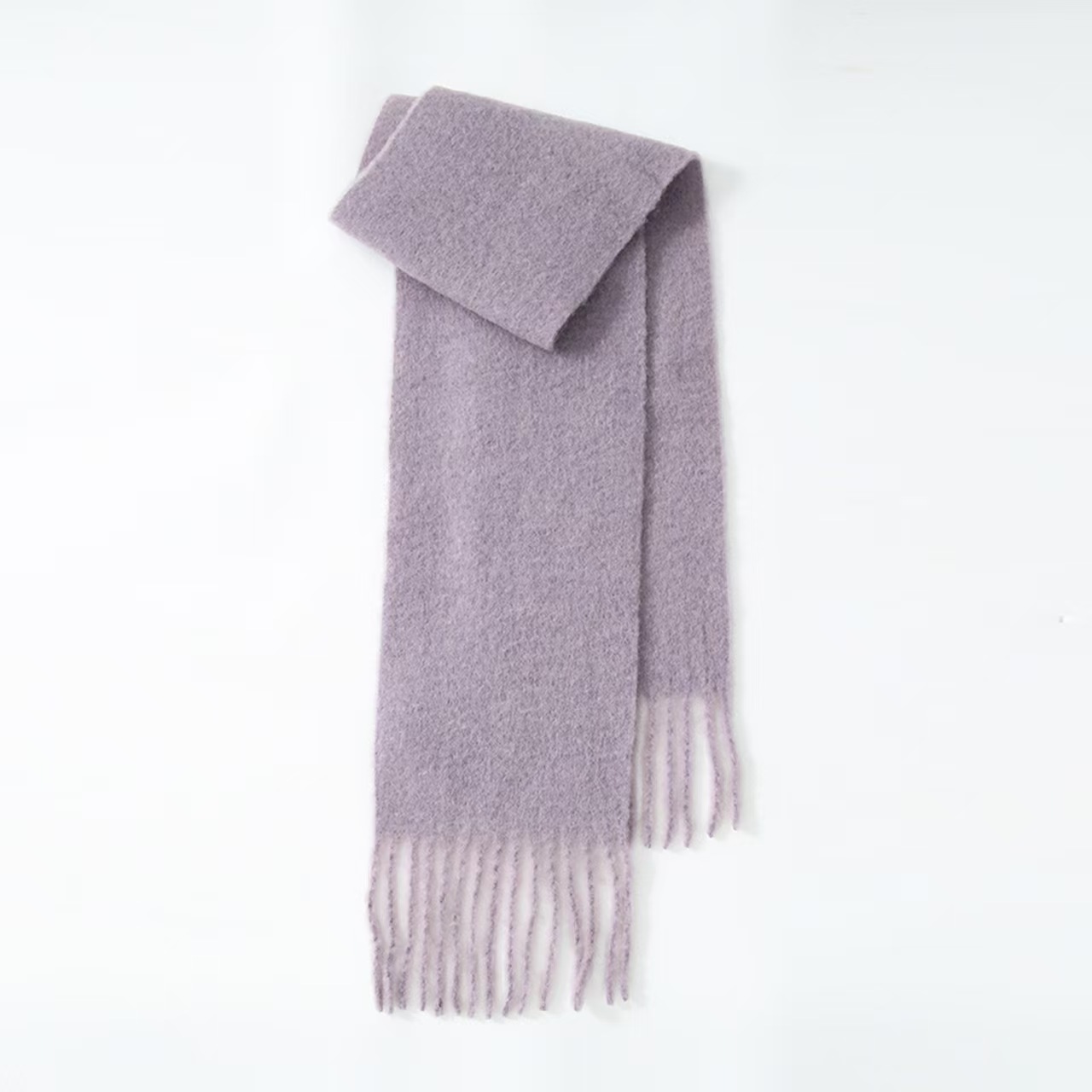 K128 Homemade 80 wool blended high-grade relaxing atmosphere solid color tassel scarf for women autumn and winter wool neck scarf manufacturer