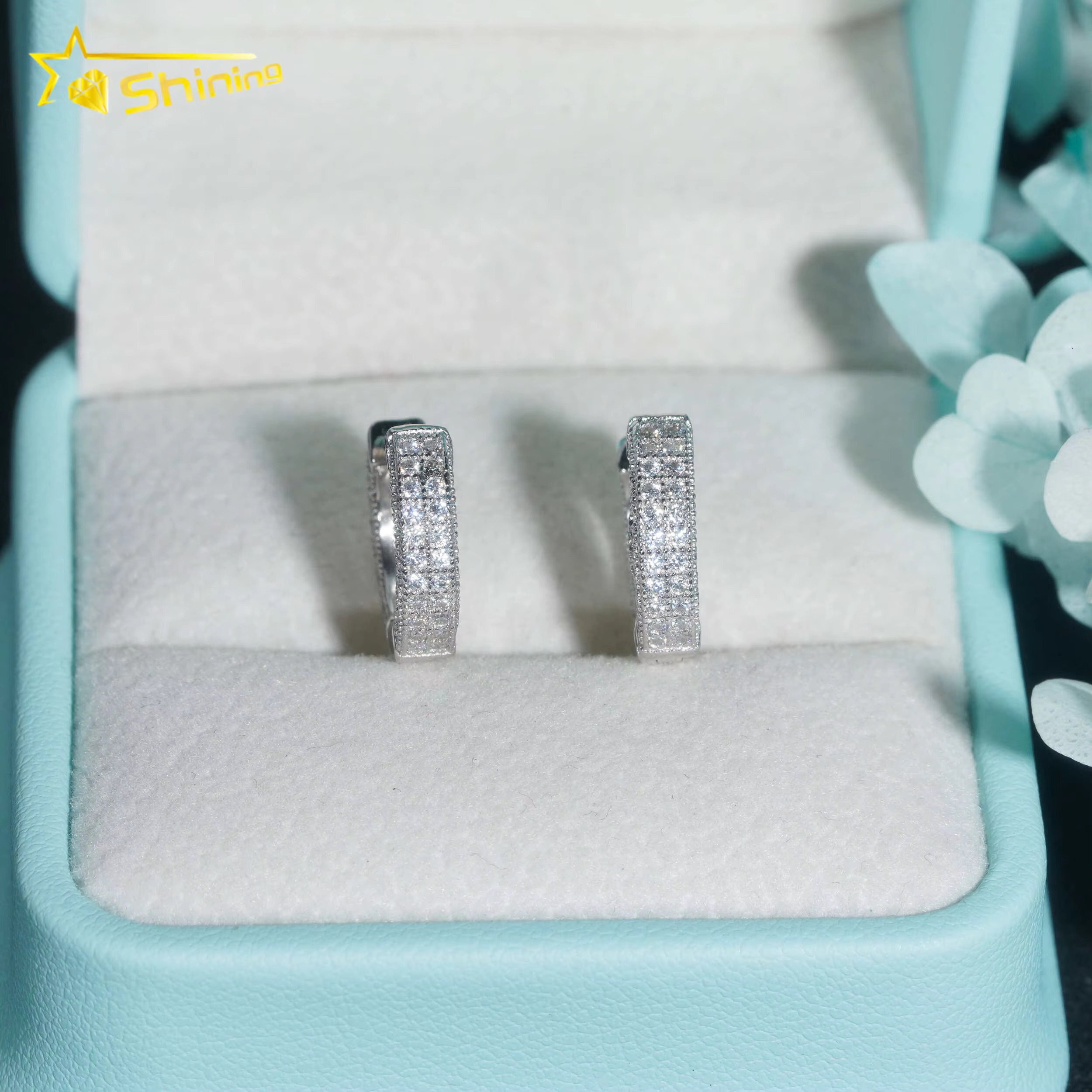 Factory Outlet Cheapest Price Gold Plated 925 Sterling Silver Iced Out VVS Diamond Moissanite Hoop Earrings Ready to Ship