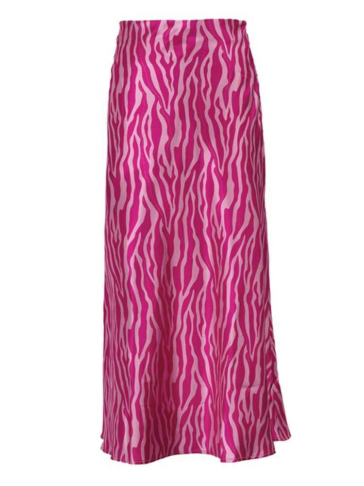 Skirts 2025 Summer Autumn Womens Elegant Midi Satin Dress Printed High Waist Office Womens Body Pencil Ultra Thin Dress Y250314A0HW