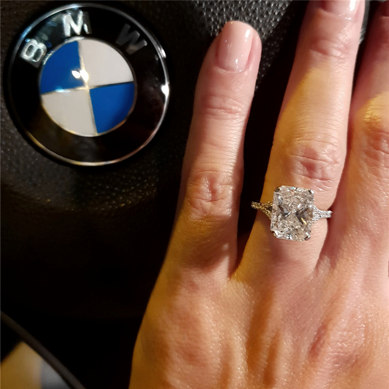 JY Jewelry 4.0 Carat Radiant Cut Lab Grown Diamond Full Band Engagement Ring 14K 18K Real Gold Ring Vintage Wedding Band