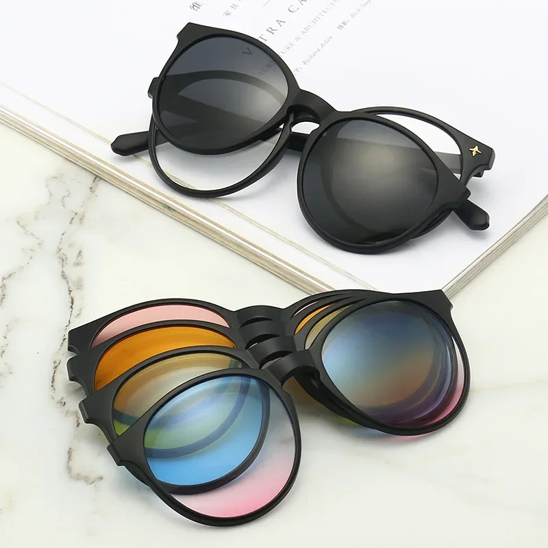 6 In 1 Custom Men Women Polarized Optical Magnetic Sunglasses Clip Magnet Clip on Sunglasses Clip on Sun Glasses Frame 250221
