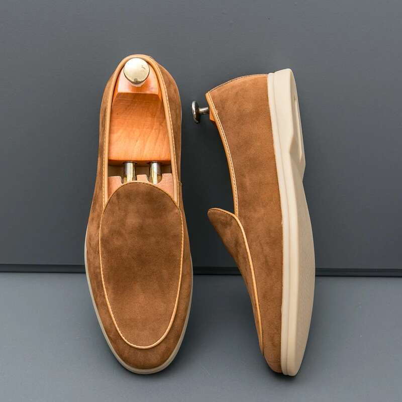 Autumn High-quality Suede Mens Loafers Simple Flat Casual Brand Nubuck Leather Outdoor Mocasin Party Wedding Shoes
