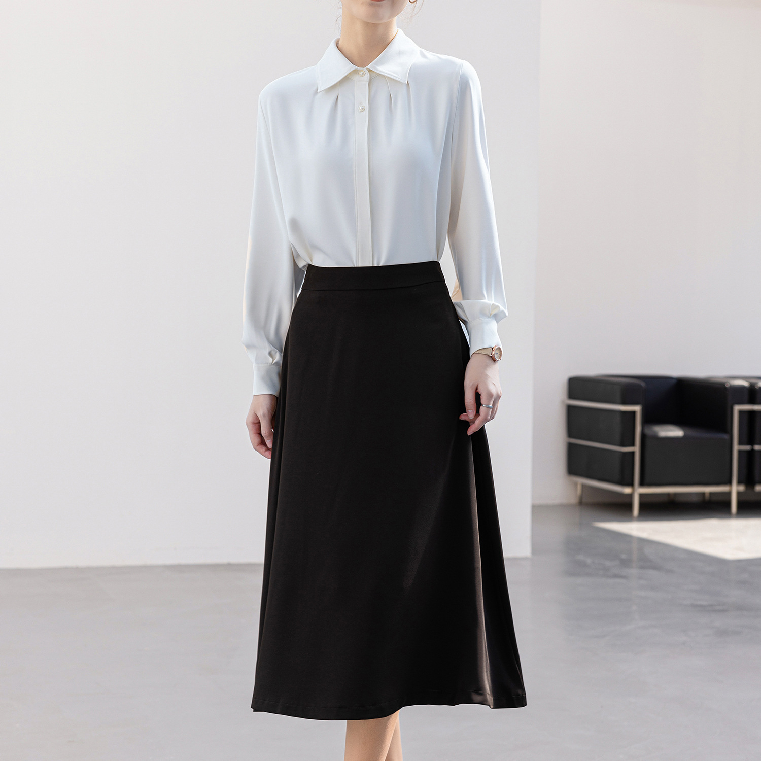 MU220 Skirt Women's Mid-Length Outfit 2025 Spring and Summer New Professional Work Skirt