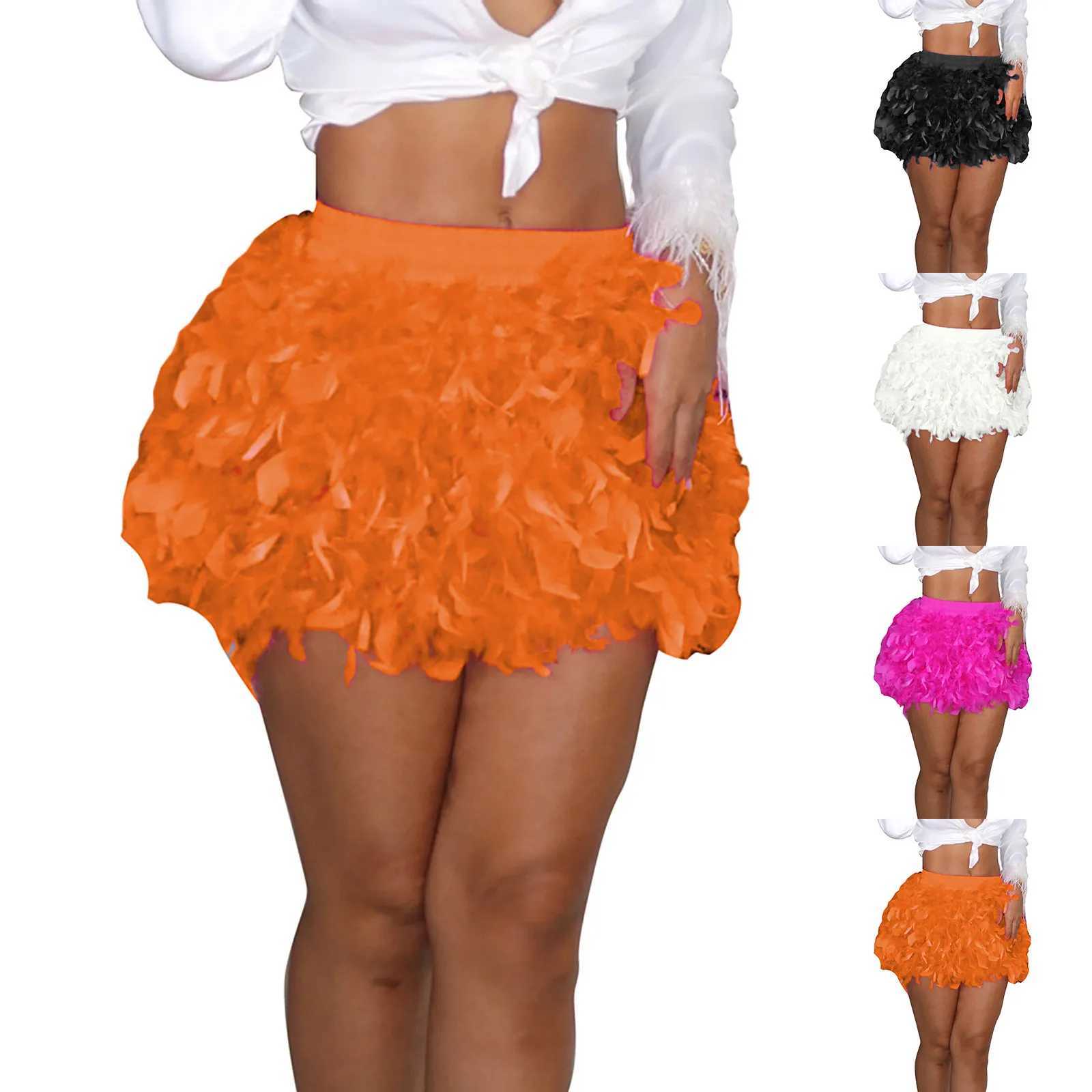 Skirts Feather Fluffy Mini Skirt Harajuku Elastic Waist Short Skirts Carnival Makeup Ball Dress Club Dance Skirt Faldas Y250314GPD6