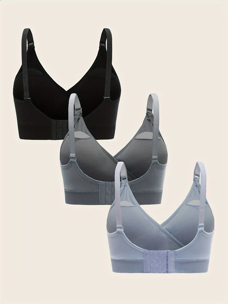 3 PCS Set Breathable Front Open Nursing Bra Maternity Underwear Pregnancy Bra Full Cup Wireless Comfortable Breastfeeding Bra 250313bj