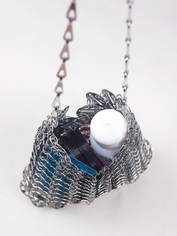 metal sequins with large capacity mobile phone crossbody chain bag DIY handmade bag for womens fashion trend 250312