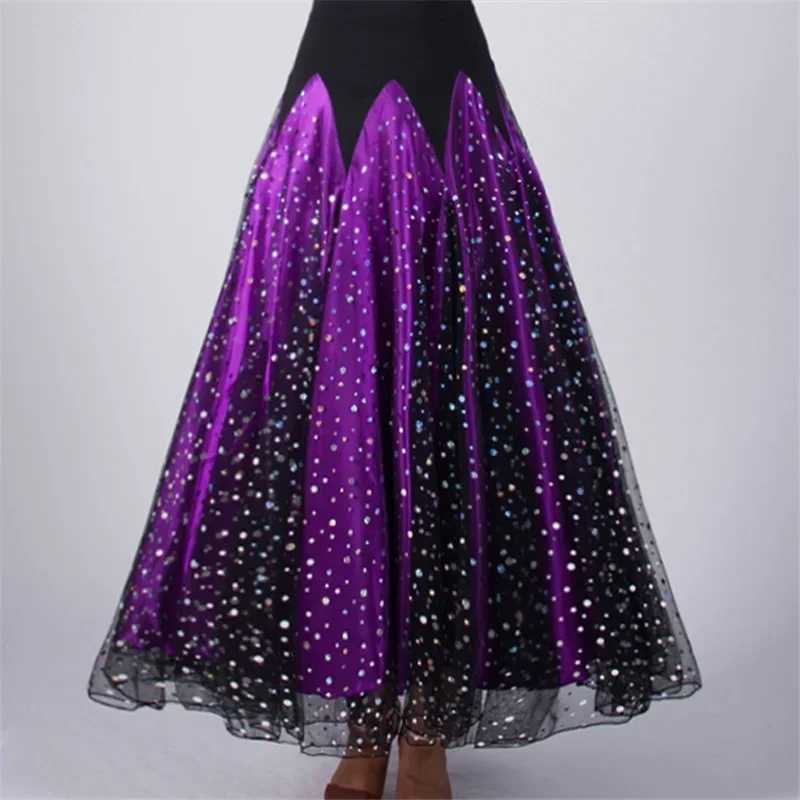 Skirts 720 degree modern swing technique for women waltz ballroom dance practice long dr female ballroom dance semi skilled bright film long dr Y25031