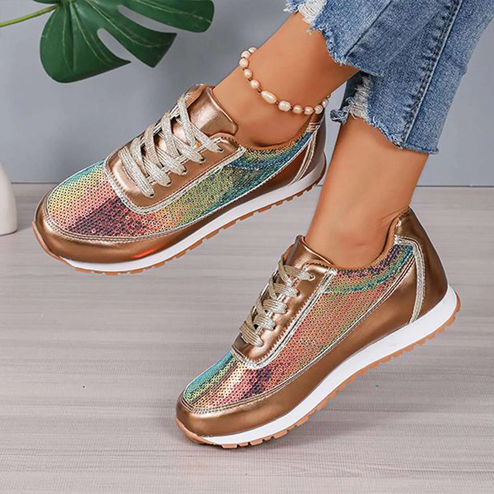 2025 New Business Women's Sports Shoes Designer Trendy Fashion Wedge Glitter Casual Fashion Comfortable Sports Shoes Women's Trend1