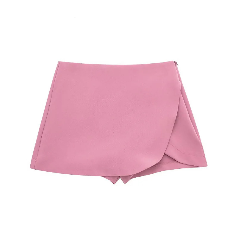TRAF Womens Skirt Shorts Autumn Ladies Fashion Casual High Waist Elegant Beige Black Brown Pink Zip Up Skirt Pants Female 250314