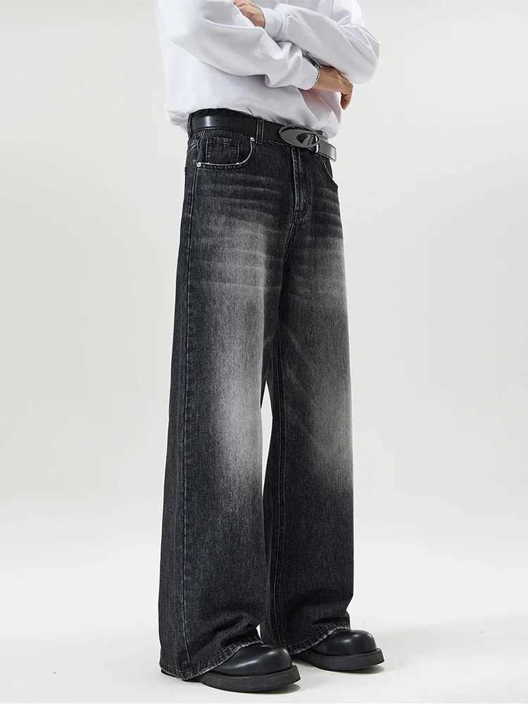 4 Colors Autumn Vintage Distressed Mens Baggy Straight Jeans Fashion Korean High Street Denim Pants Streetwear Male TrousersT250315