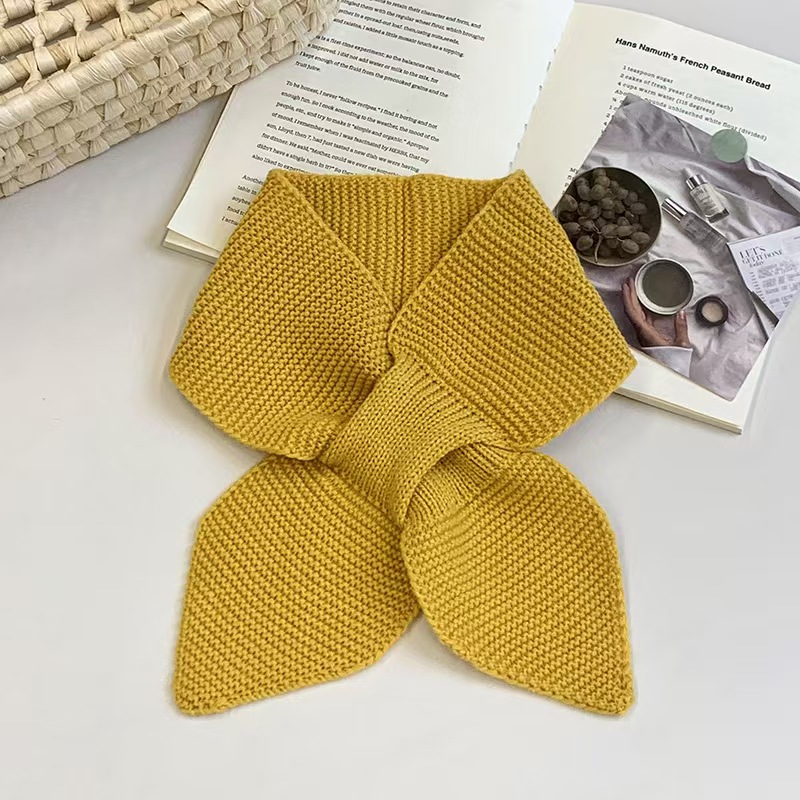K121 Women's scarf new high-end Korean style neck protection small scarf all-match solid color knitted wool neck scarf heart-shaped scarf