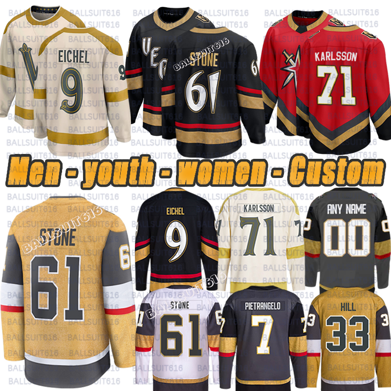 Knights Jersey #61 Mark Stone Jersey William Karlsson Jersey Jack Eichel Adin Hill Vegas Golden Hockey Jerseys