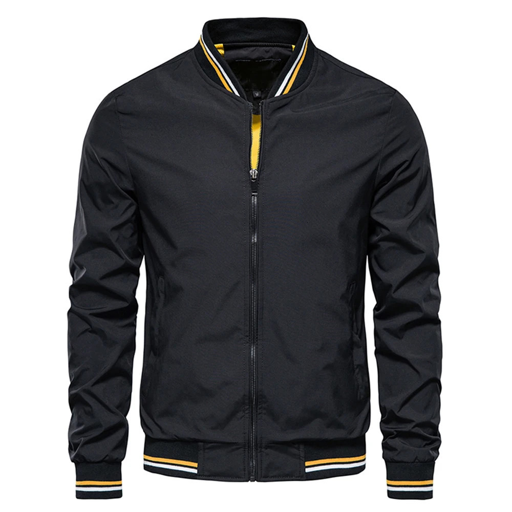 Spring and summer bomber jacket mens black casual slim fit baseball autumn fashionable highquality 250312