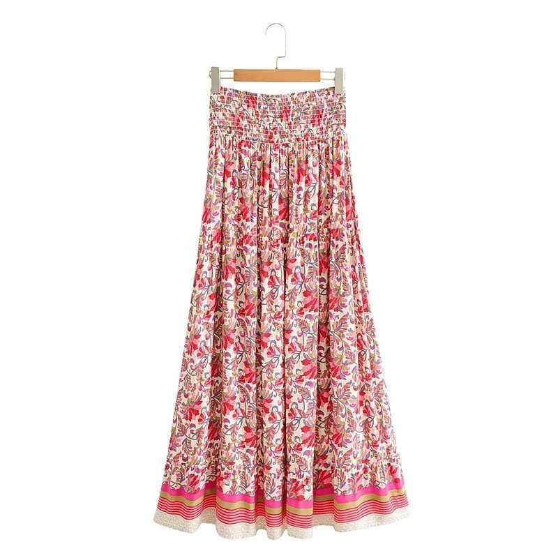 Skirts Happy Quns Womens Ethnic Flower Print Bohemian Skin High Elasticity Waist Irregular Maximum Beach Bohemian Skin Women Y2503146F3C
