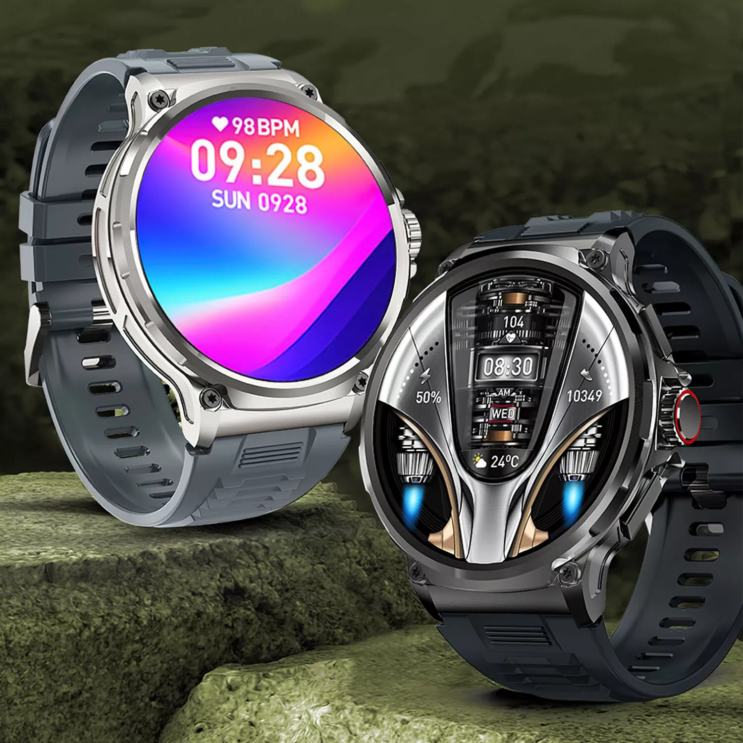 Indestructible Smart Call Watch Rugged Tactical Smartwatch Heart Rate Waterproof