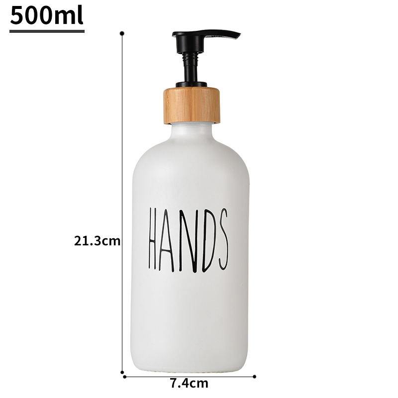 Glass Soap Dispenser with Bamboo Pumps and Tray 2 Pack 16oz Dish and Hand Soap Dispenser Set for Kitchen Bathroom WLL2548