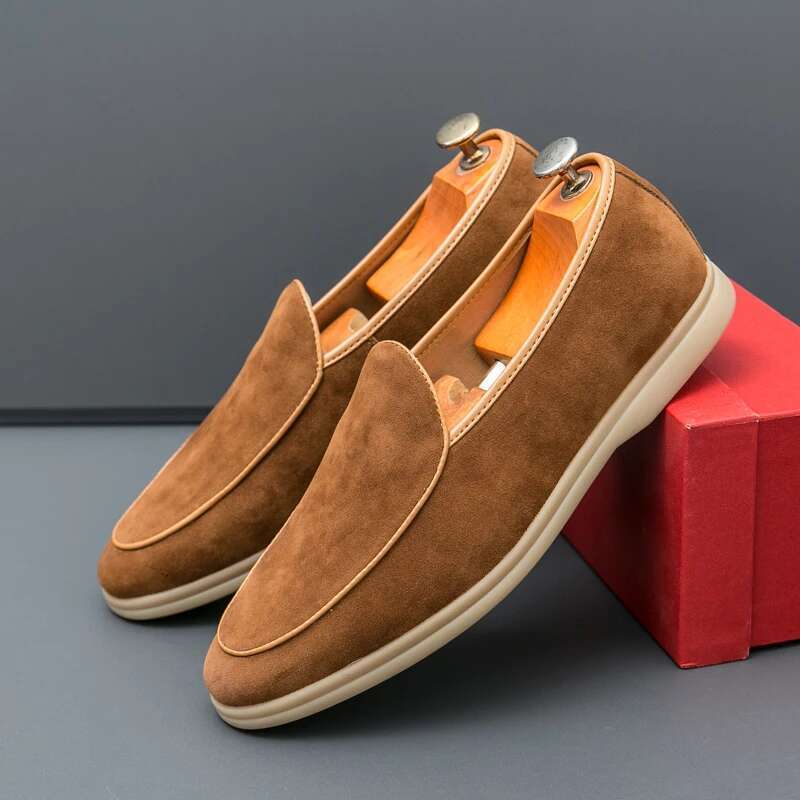 Autumn High-quality Suede Mens Loafers Simple Flat Casual Brand Nubuck Leather Outdoor Mocasin Party Wedding Shoes