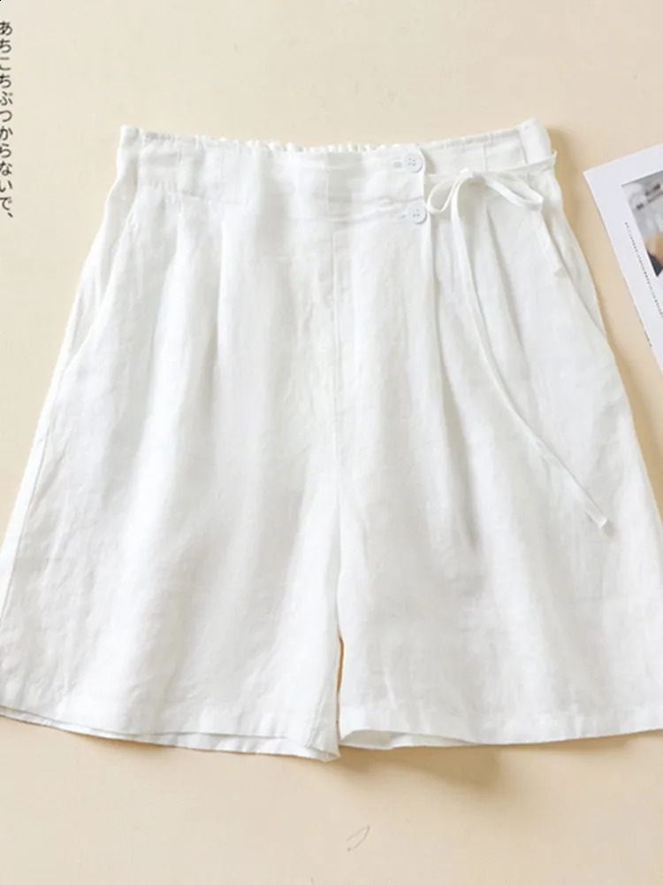 Women Casual Short Pants Arrival Summer Vintage Style Solid Color Loose Comfortable Female Cotton Linen Shorts B2438 250313