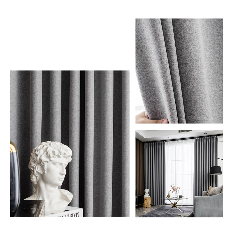 D152 thickened full light-proof fine linen coating composite process heat insulation and sound insulation fine cotton and linen curtain finished produ