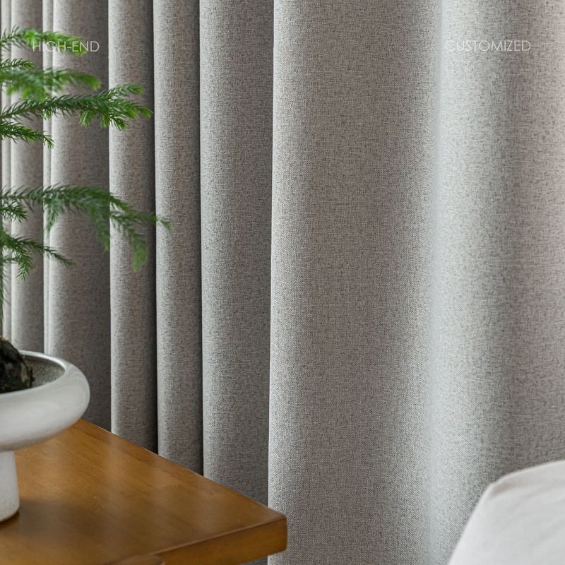 D152 thickened full light-proof fine linen coating composite process heat insulation and sound insulation fine cotton and linen curtain finished produ