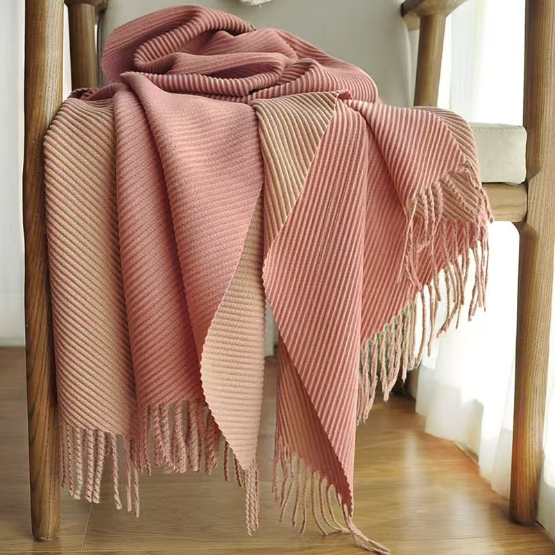 K124 Scarf women winter 2023 new Maillard high-grade Korean style two-color pleated finale scarf shawl dual-purpose
