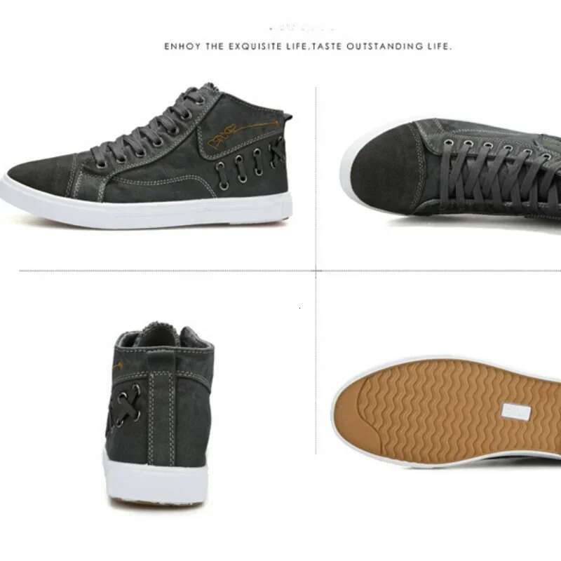 Canvas Men 2023 New Men's Casual High Top Vulacnized Shoes Flats Lace-up Sneakers atos Hombre for Male