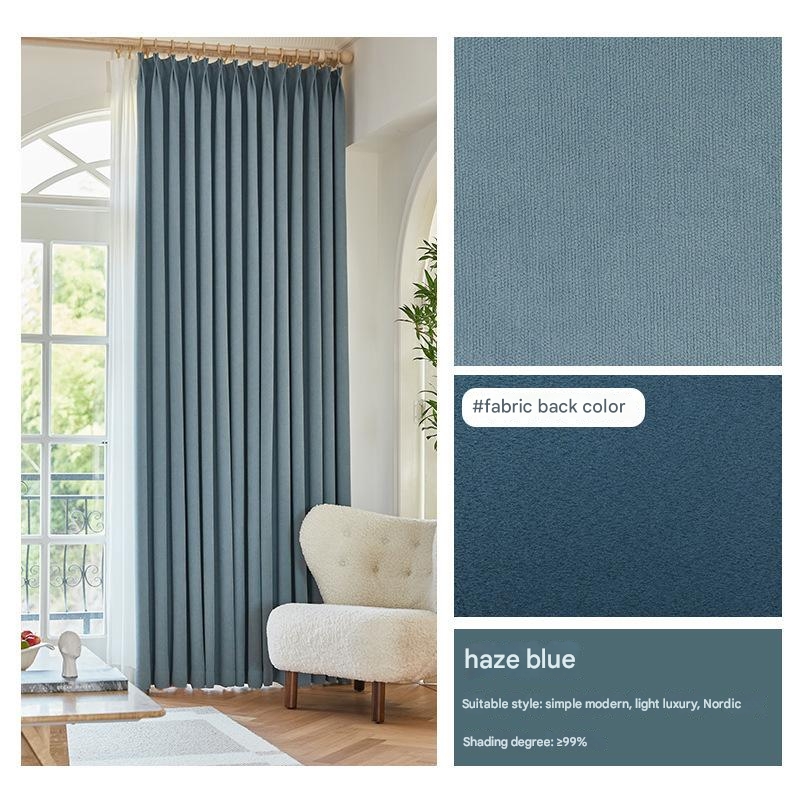 A936 Simple thick cream velvet curtain chenille blackout curtain fabric full blackout curtain fabric