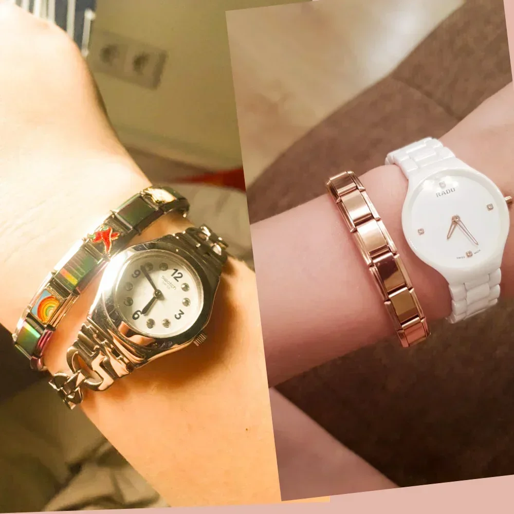 Hapiship Exclusive: Fashionable Italian-Style Charm Bracelet with Secure Elastic Fit and Solid 9mm Stainless Steel Construction