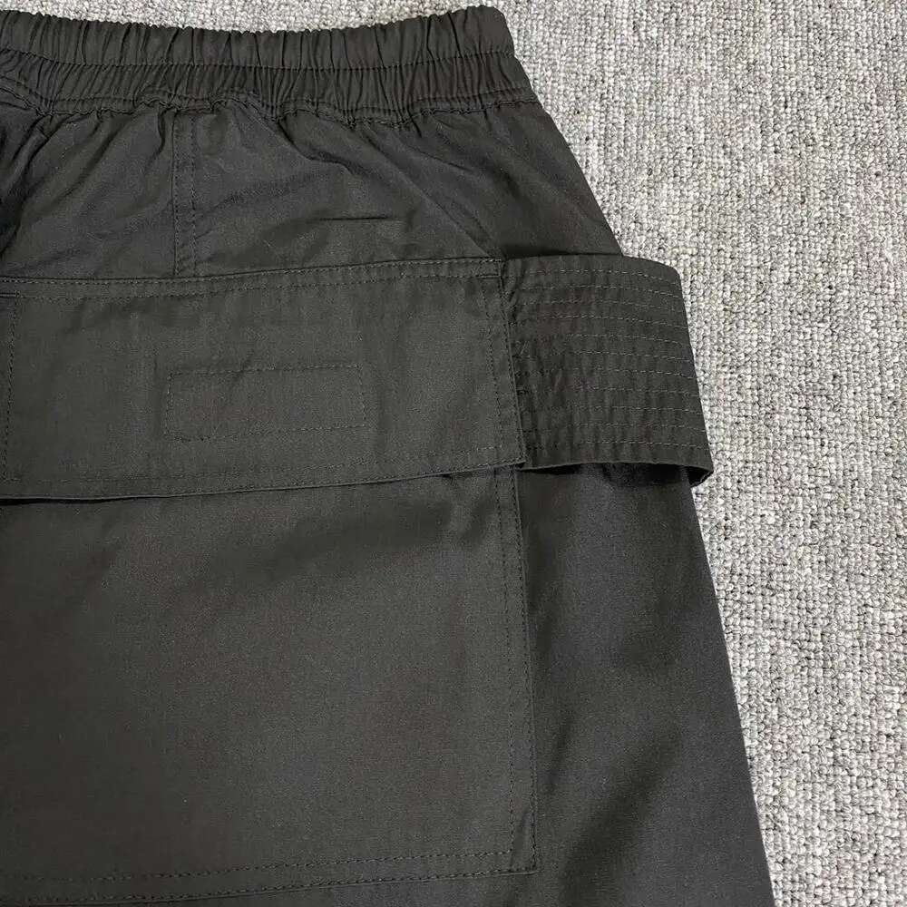 Men Hi Streetwear Double Belt Drop Crotch Cargo Pants