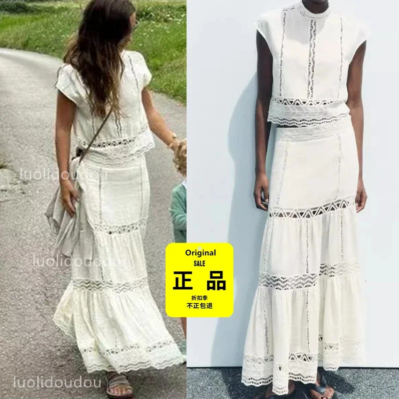 2731/247 Womens set Cotton crochet top 2731247 crochet Skirt 2731/246 two piece sets womens outifits 250314