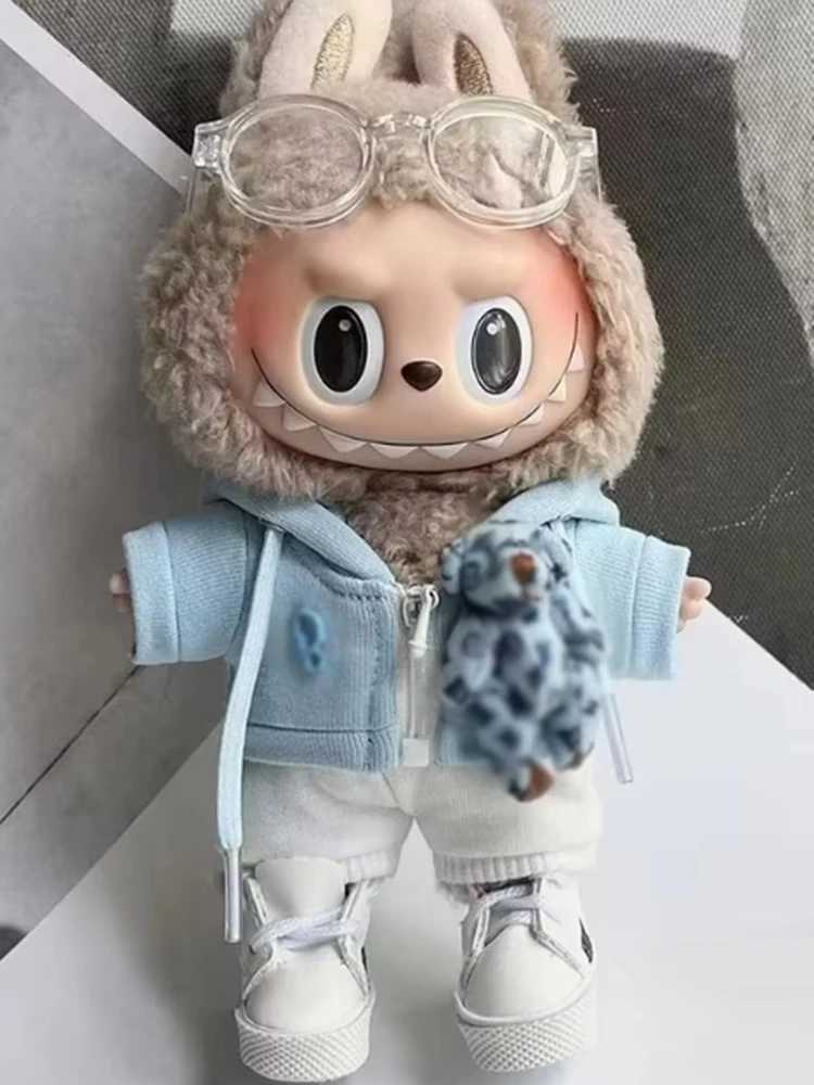 17cm Labubu Fashion Casual Hoodie Set Cute Doll Decorative Clothes Customized Labubu Limited Edition Sneakers Dressing giftT250313