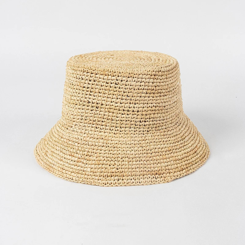 Summer Natural Raffia Small Brim Raffia Straw Hats For Women Simple Bucket Cap Men Fishermen The Inca Bucket Hat Boater Cap 250314