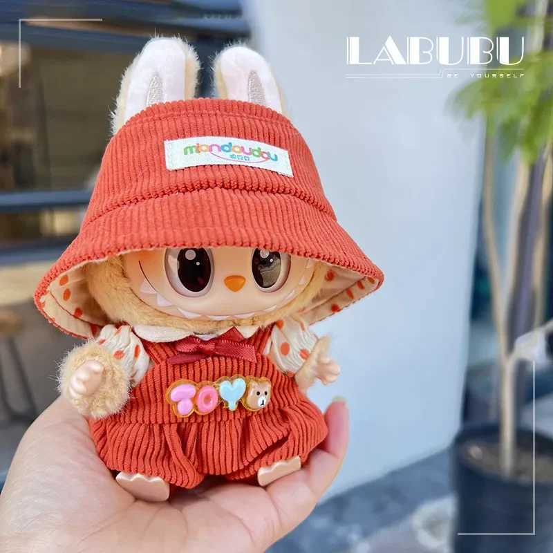 Doll Clothes Outfit Accessories Backpack Pant with Hat For 17cm Labubu V2 Mini Dolls Clothing Accessories Kid Toy Girl GiftT250313