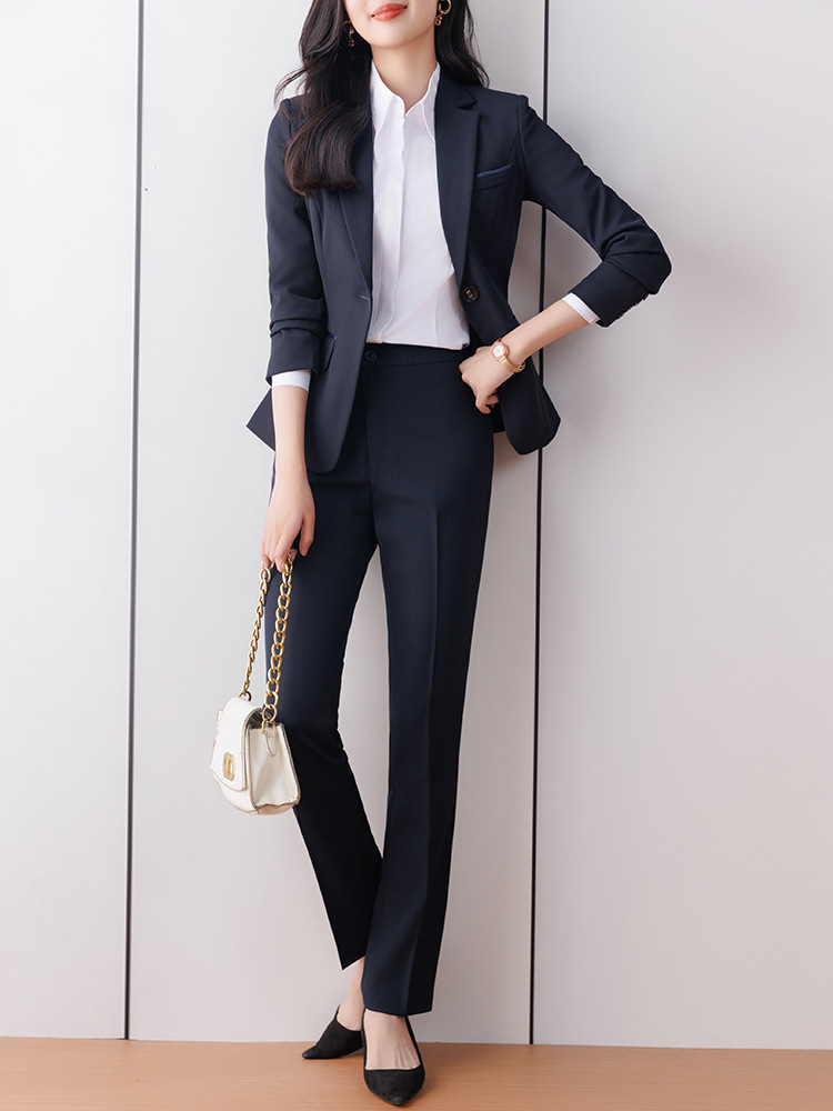 P311Elegant Ladies' Suiting Set in Classic Chinese Design Sleek One-Button Attire for Fall & Early Winter 2025