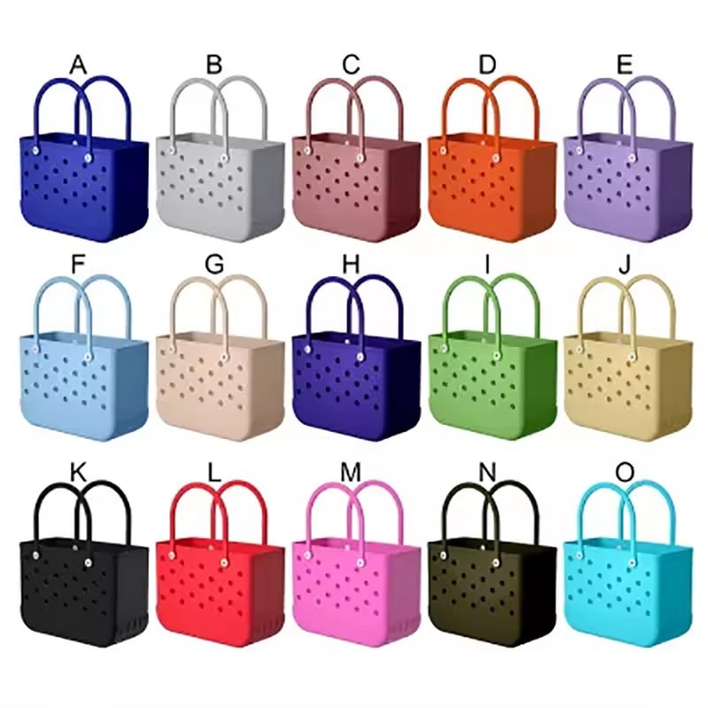 Shopping Bags Waterproof Bogg Beach Bag Large Capacity Solid Punched Organizer Basket Summer Outdoor Water Park Handbags Large Women's Classic EVA Beach Totes