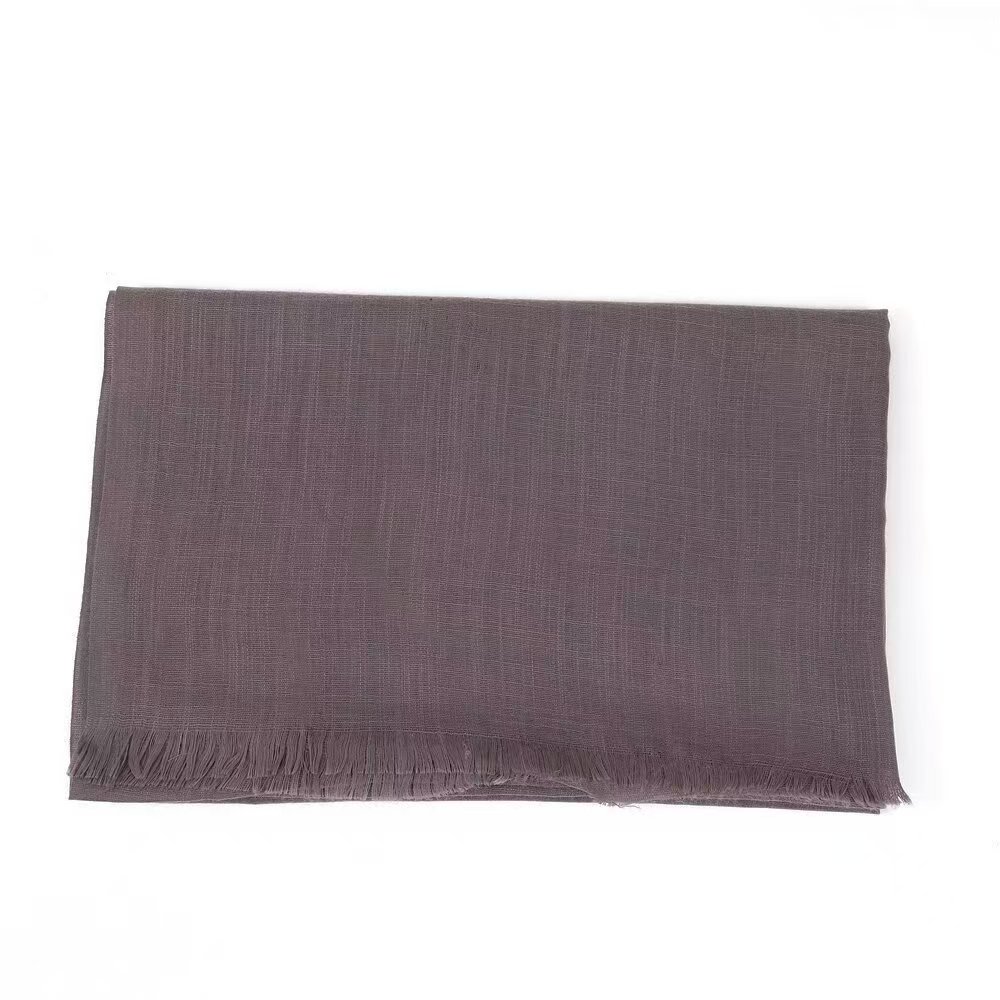 T285 solid color cotton and linen scarf bamboo cotton female sunscreen silk scarf neck high-grade fur edge versatile shawl scarf