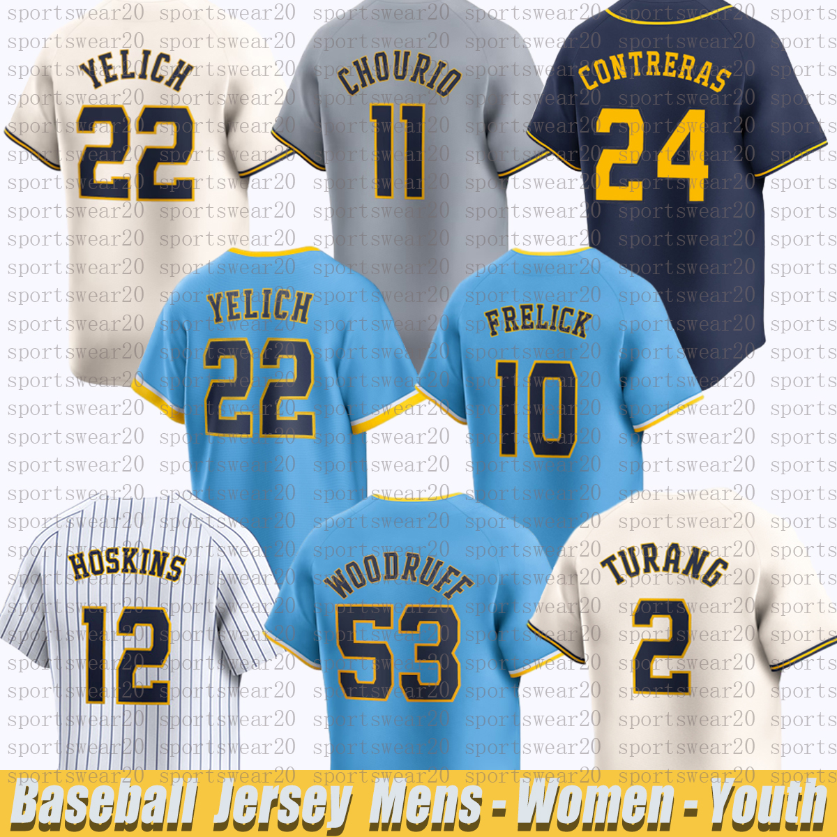 City Connect milwaukeeS Baseball Jersey brewers jersey Christian Yelich jersey Rhys Hoskins William Contreras Jackson Chourio Sal Frelick Freddy Peralta jerseys