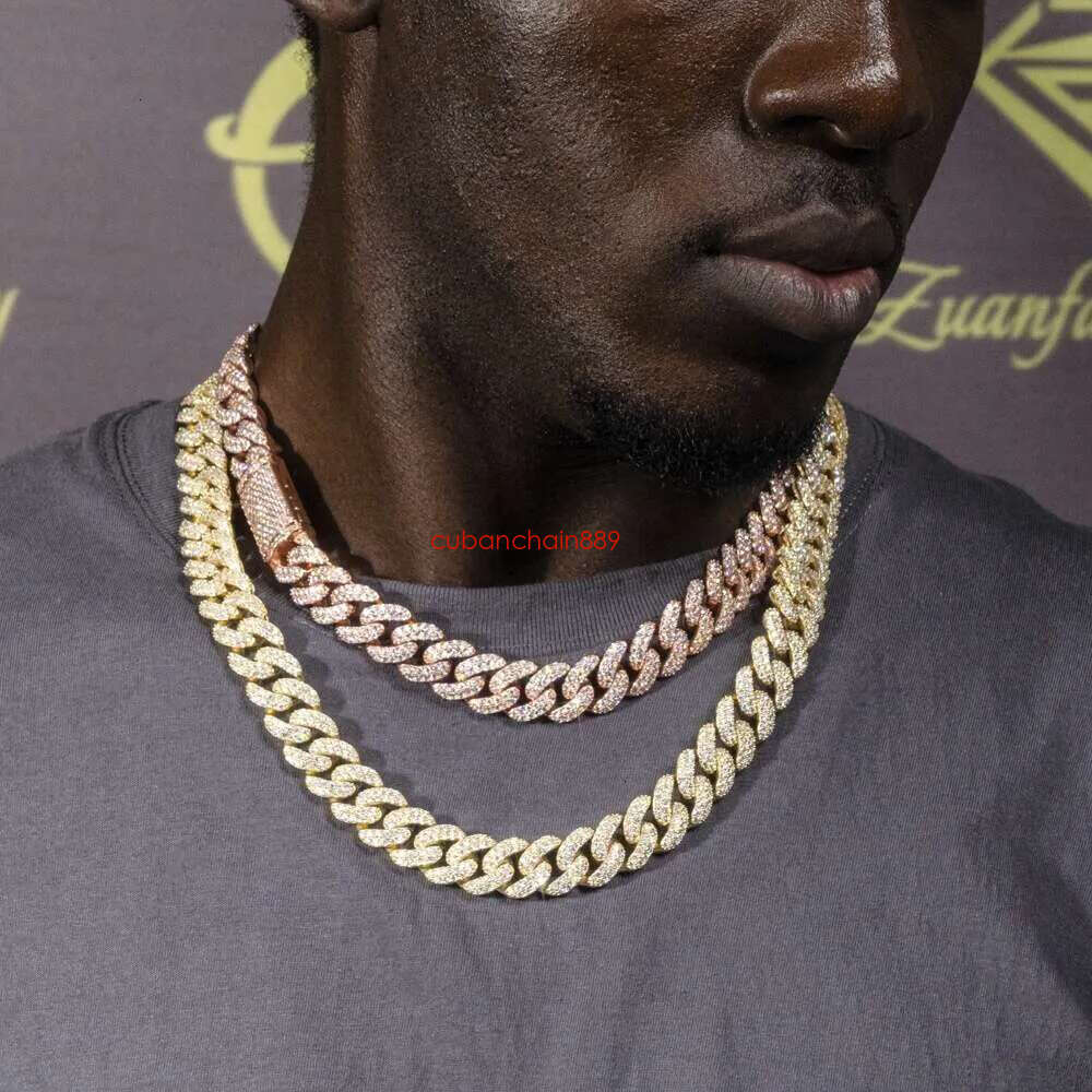 necklace moissanite chain Pass Tester Moissanite Hip Hop Jewelry 13mm Sterg Sier Iced Out Vvs Dia Mossanite Cuban k Chain