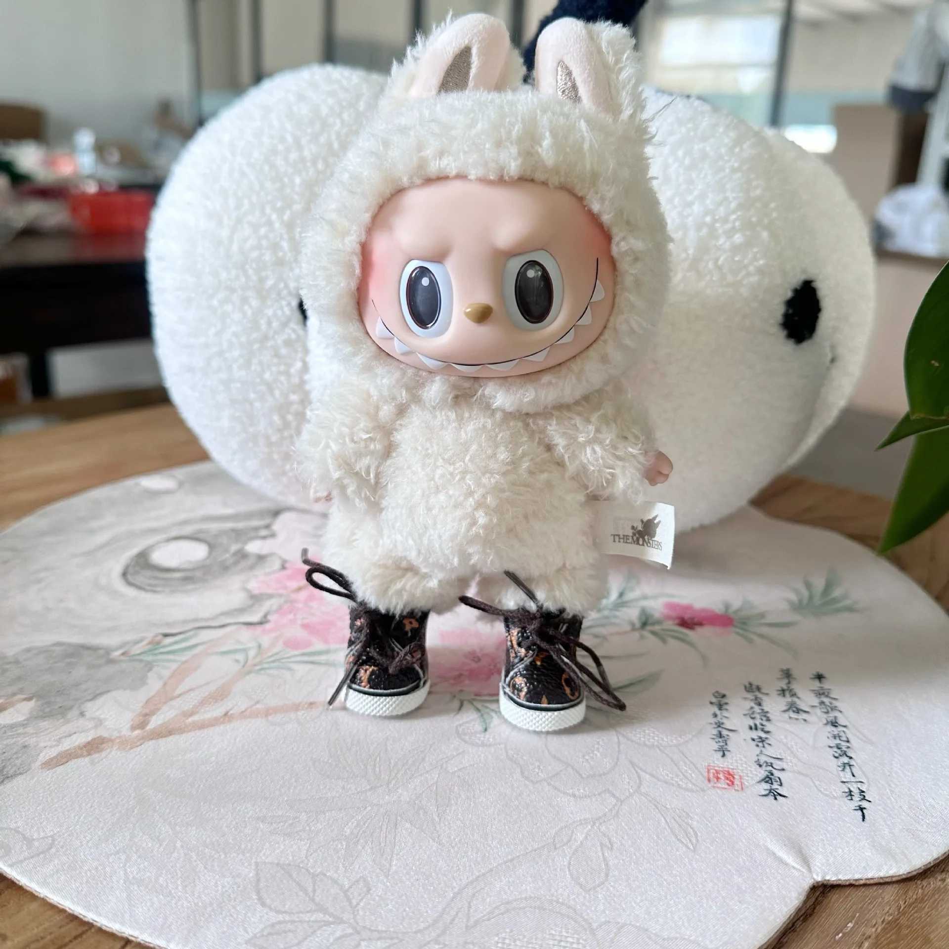 17cm Plush Dolls Clothes The Monster Labubu Outfit Accessories Clothing DIY Printing Lace Up Sneakers Casual Shoes Cool E14DT250313