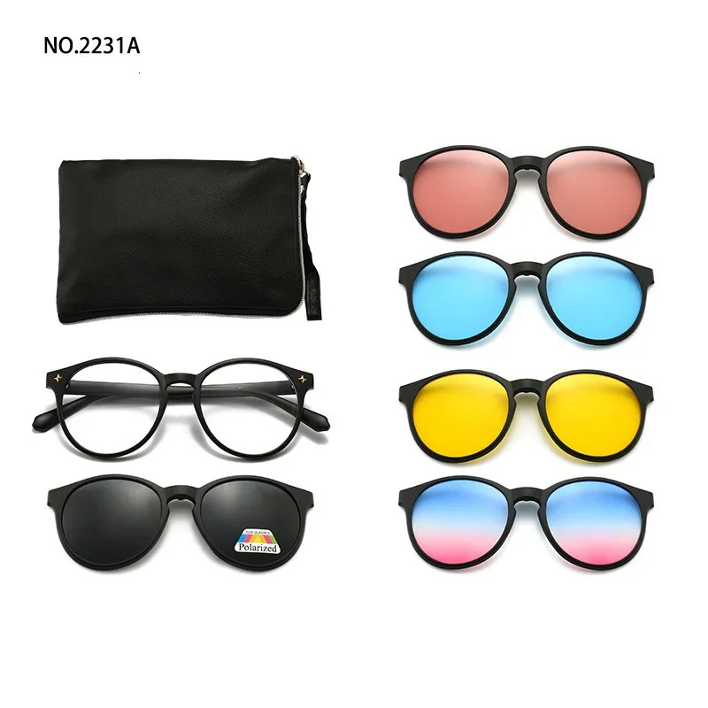 6 In 1 Custom Men Women Polarized Optical Magnetic Sunglasses Clip Magnet Clip on Sunglasses Clip on Sun Glasses Frame 250221
