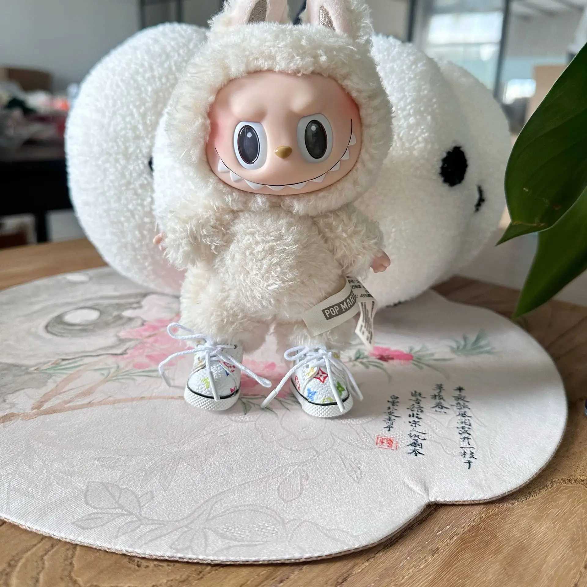 17cm Plush Dolls Clothes The Monster Labubu Outfit Accessories Clothing DIY Printing Lace Up Sneakers Casual Shoes Cool E14DT250313