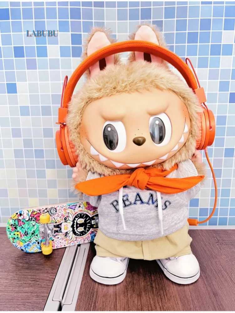 38cm Labubu Clothing Time To Chill Fashion Headphones Doll Accessories Labubu Clothing High-End Customization Decoration GiftsT250313