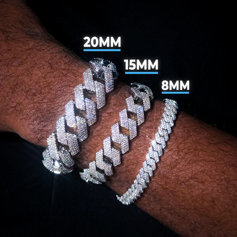 20MM Width Soild Sier Iced Out Moissanite Cuban Chain Necklace for Men's necklace